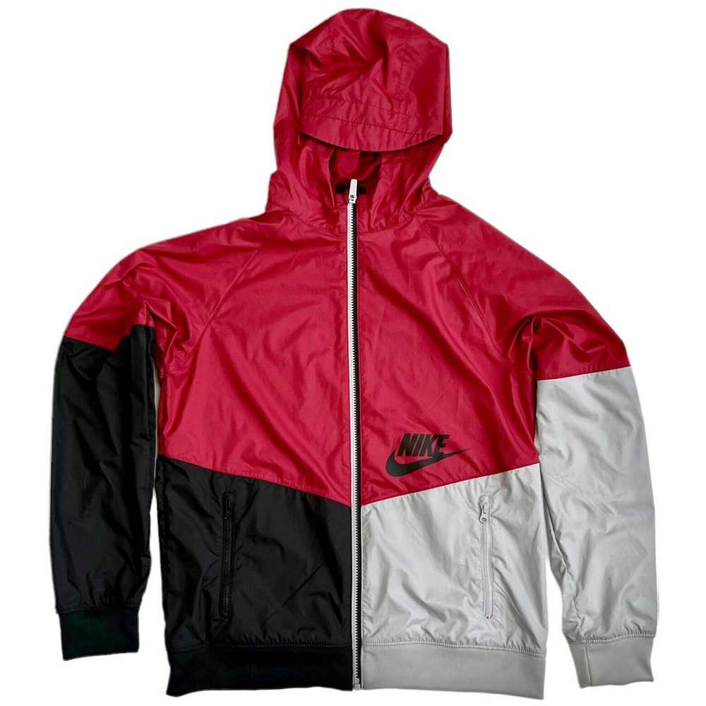 Nike Jacket Big‎ Kids Size XL Sportswear Windrunner Red Black Hoodie 850443-659